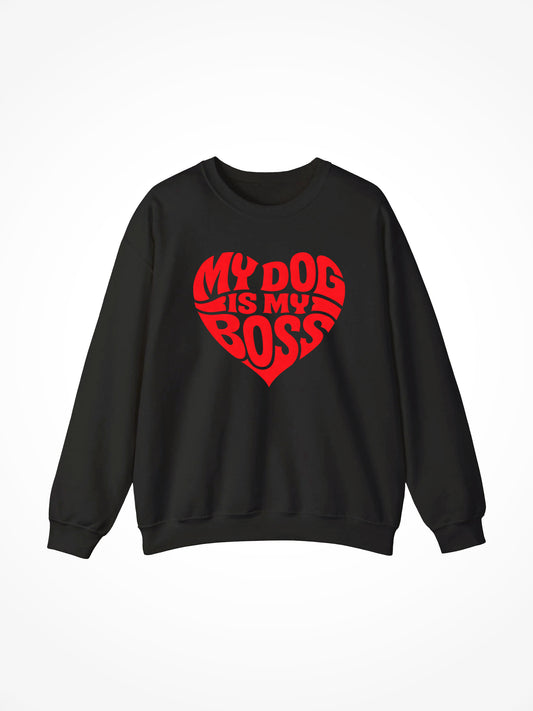 V-Day Edition My Dog Is My Boss Crewneck - Black