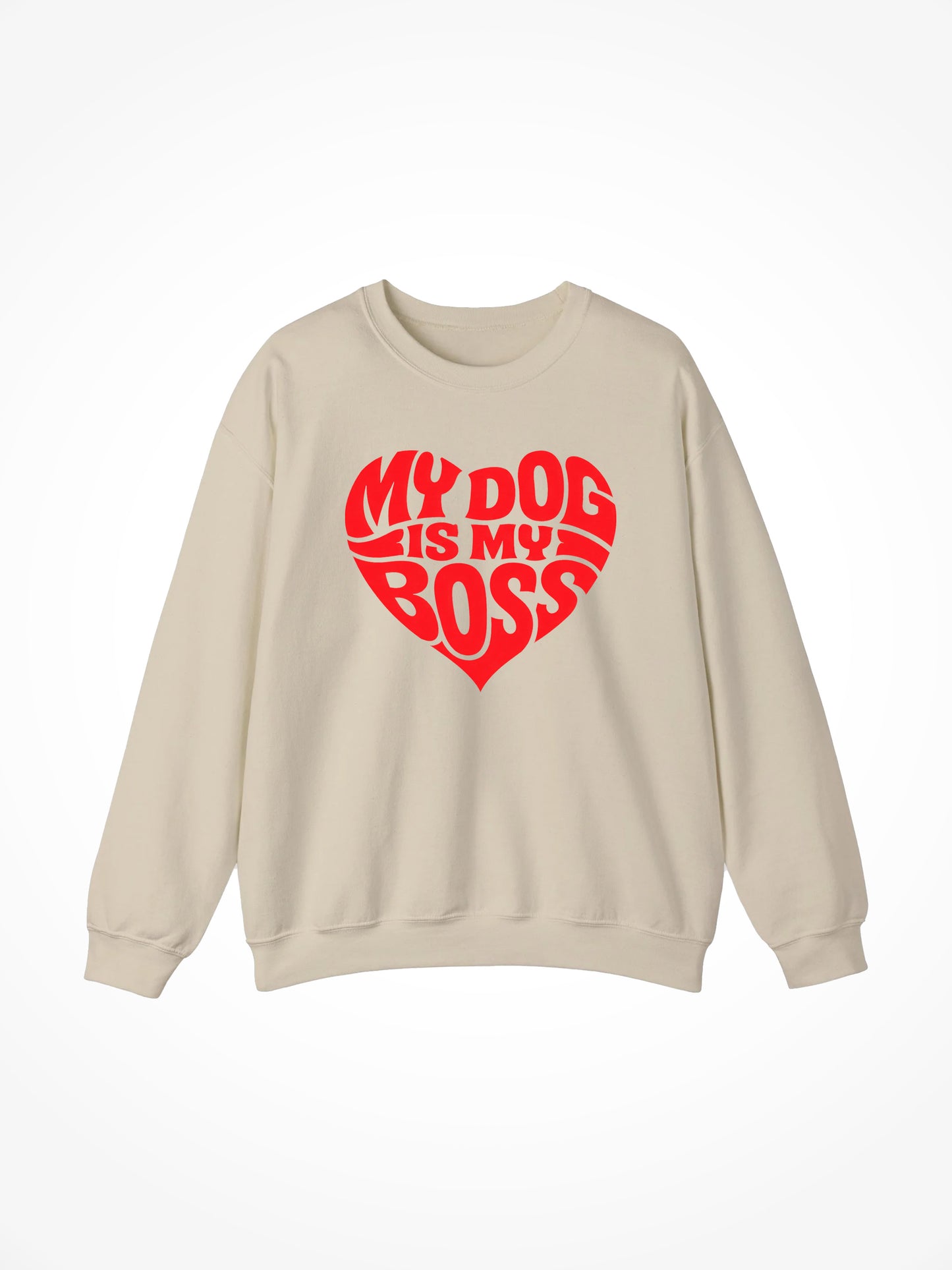 V-Day Edition My Dog Is My Boss Crewneck - Sand