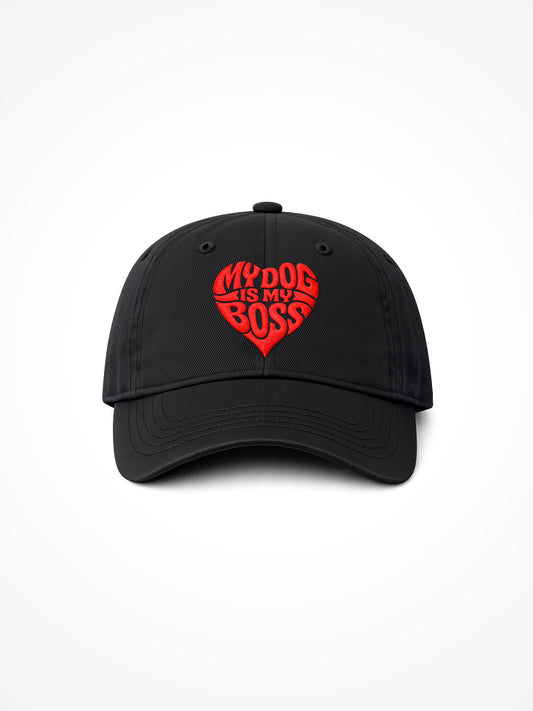 V-Day Edition My Dog Is My Boss Dad Hat - Black