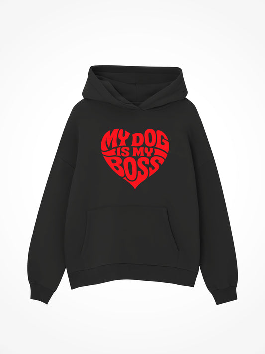 V-Day Edition My Dog Is My Boss Hoodie - Black