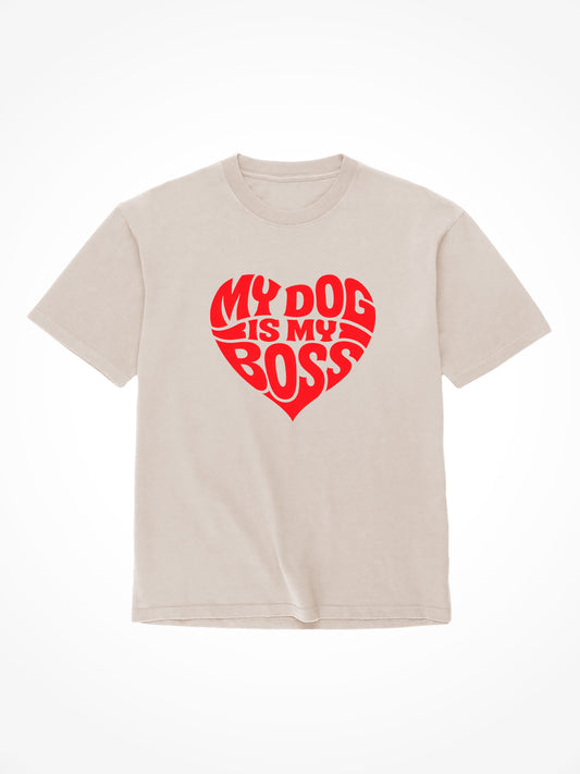 V-Day Edition My Dog Is My Boss Tee Shirt - Sand